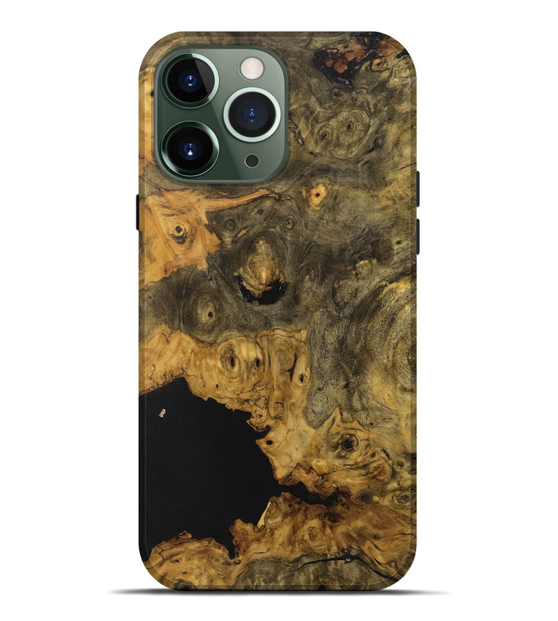 iPhone 13 Pro Max Wood+Resin Live Edge Phone Case - Sadie (Pure Black, 712338)