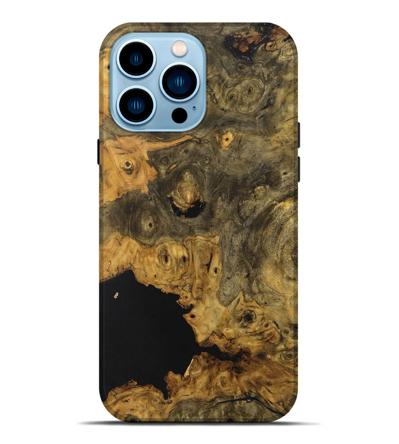 iPhone 14 Pro Max Wood+Resin Live Edge Phone Case - Sadie (Pure Black, 712338)