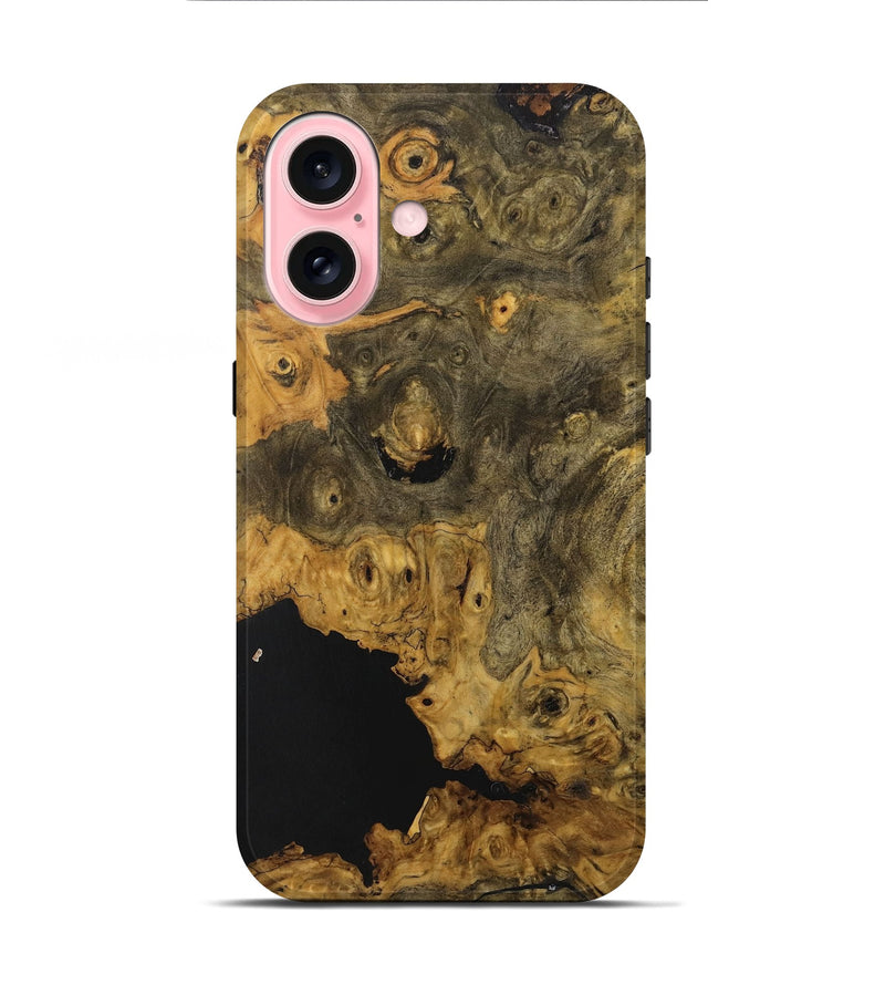 iPhone 16 Wood+Resin Live Edge Phone Case - Sadie (Pure Black, 712338)