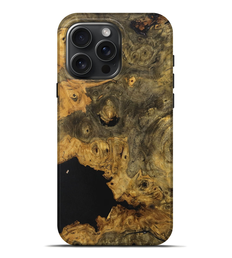 iPhone 16 Pro Max Wood+Resin Live Edge Phone Case - Sadie (Pure Black, 712338)