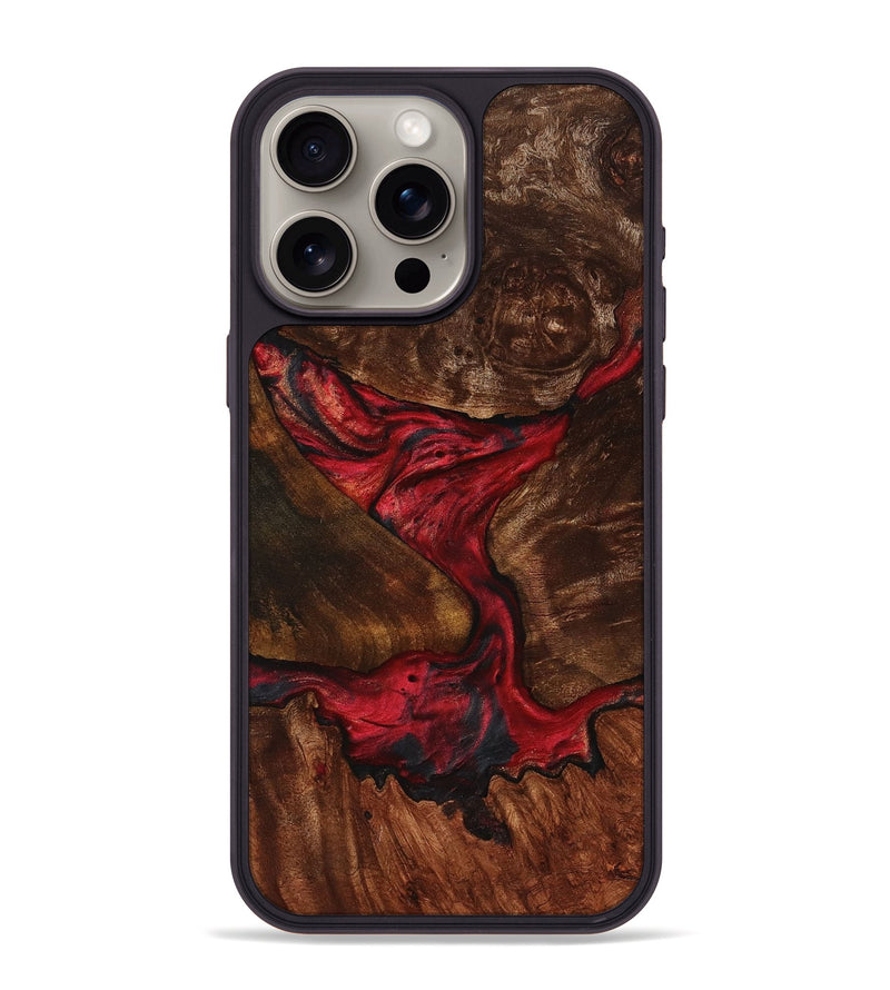 iPhone 15 Pro Max Wood+Resin Phone Case - Kamila (Red, 712397)
