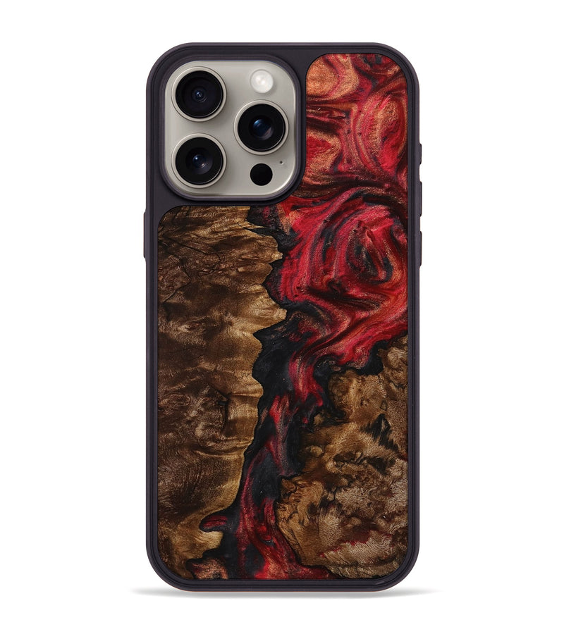 iPhone 15 Pro Max Wood+Resin Phone Case - Bob (Red, 712424)