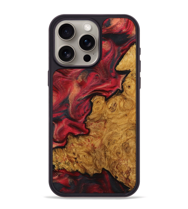 iPhone 15 Pro Max Wood+Resin Phone Case - Rowan (Red, 712426)