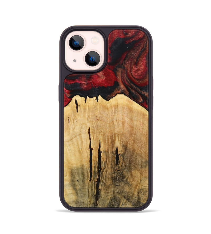 iPhone 14 Wood+Resin Phone Case - Julie (Red, 712429)