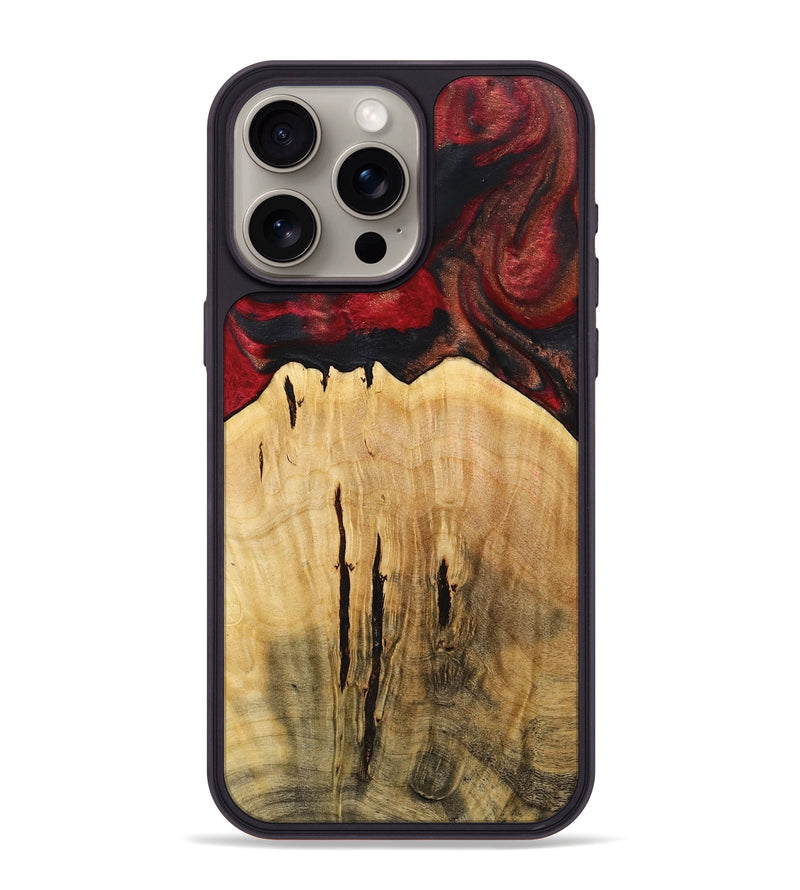 iPhone 15 Pro Max Wood+Resin Phone Case - Julie (Red, 712429)