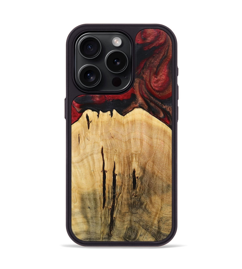 iPhone 15 Pro Wood+Resin Phone Case - Julie (Red, 712429)