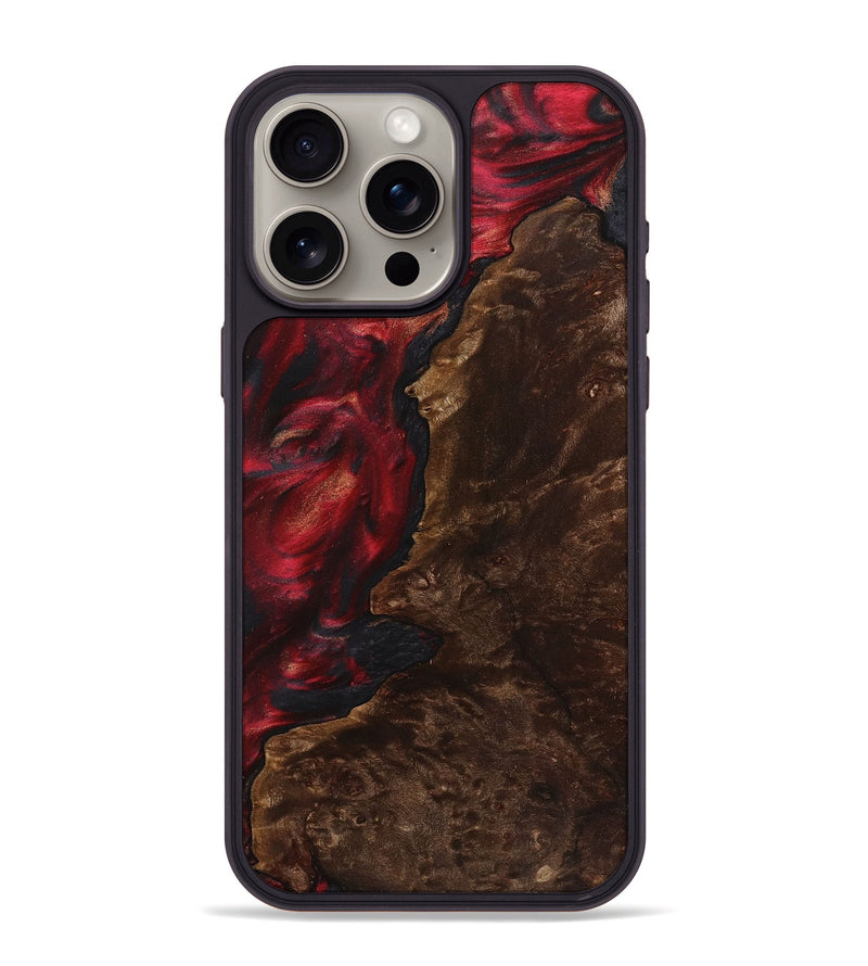 iPhone 15 Pro Max Wood+Resin Phone Case - Ariana (Red, 712430)