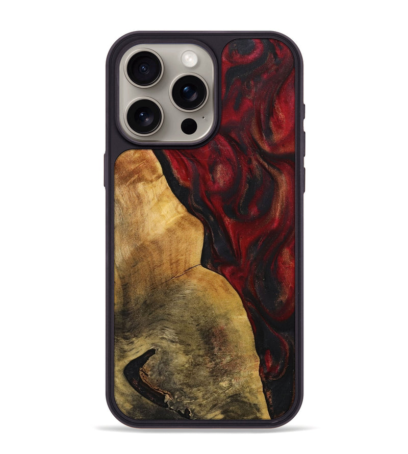 iPhone 15 Pro Max Wood+Resin Phone Case - Eliana (Red, 712432)