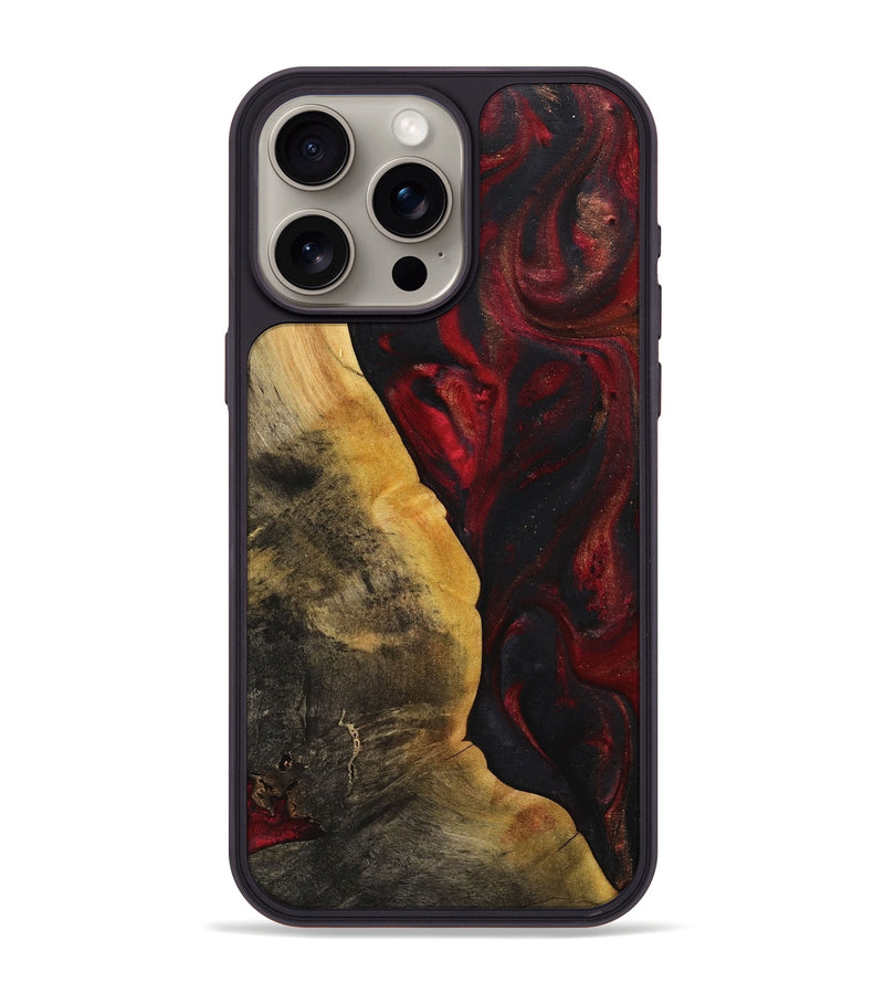 iPhone 15 Pro Max Wood+Resin Phone Case - Lyla (Red, 712433)
