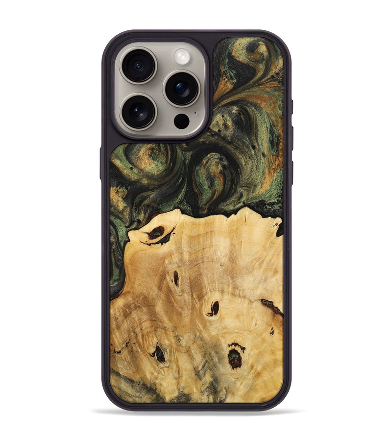 iPhone 15 Pro Max Wood+Resin Phone Case - Carroll (Green, 712469)