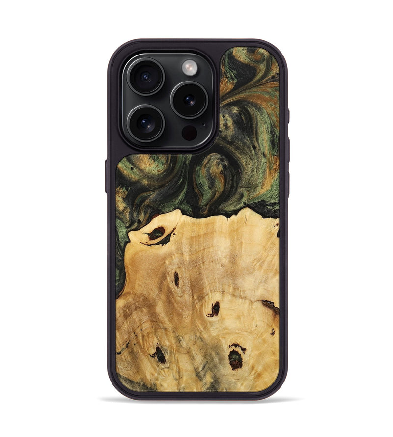 iPhone 15 Pro Wood+Resin Phone Case - Carroll (Green, 712469)