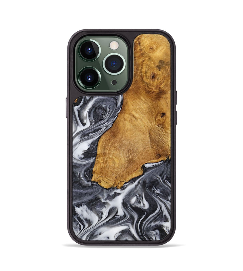 iPhone 13 Pro Wood+Resin Phone Case - Jean (Black & White, 712492)