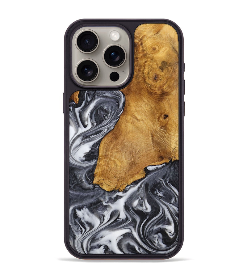 iPhone 15 Pro Max Wood+Resin Phone Case - Jean (Black & White, 712492)