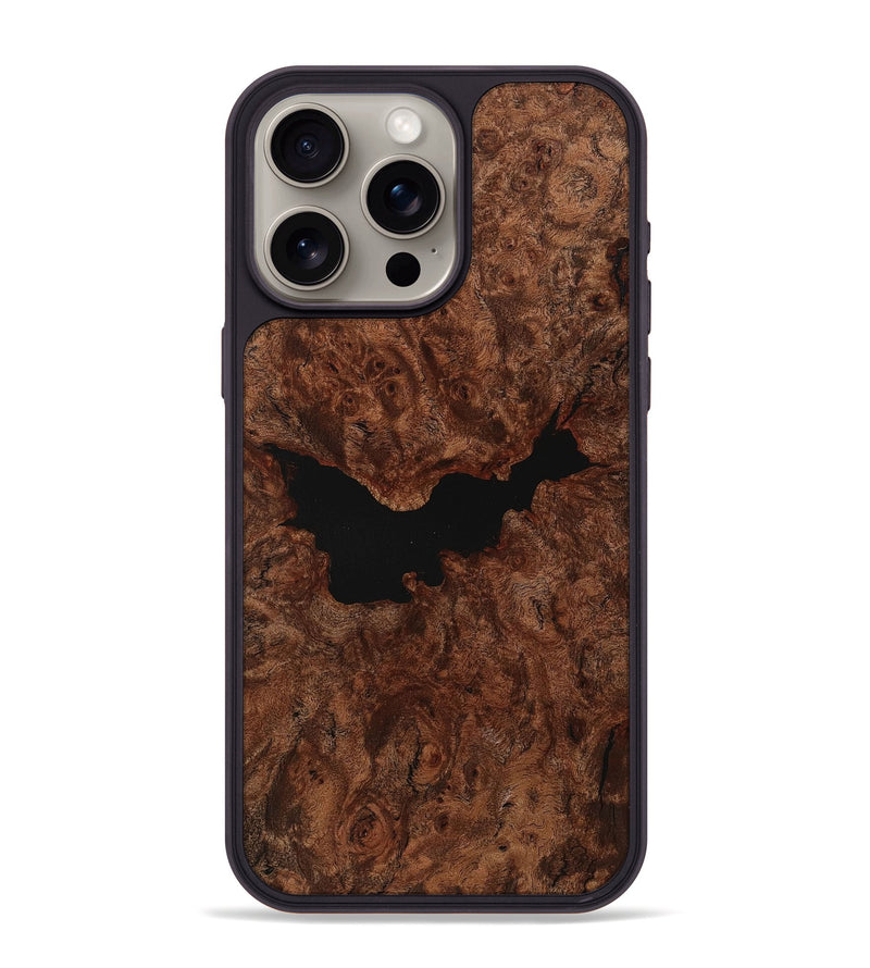 iPhone 15 Pro Max Wood+Resin Phone Case - Romeo (Wood Burl, 712501)