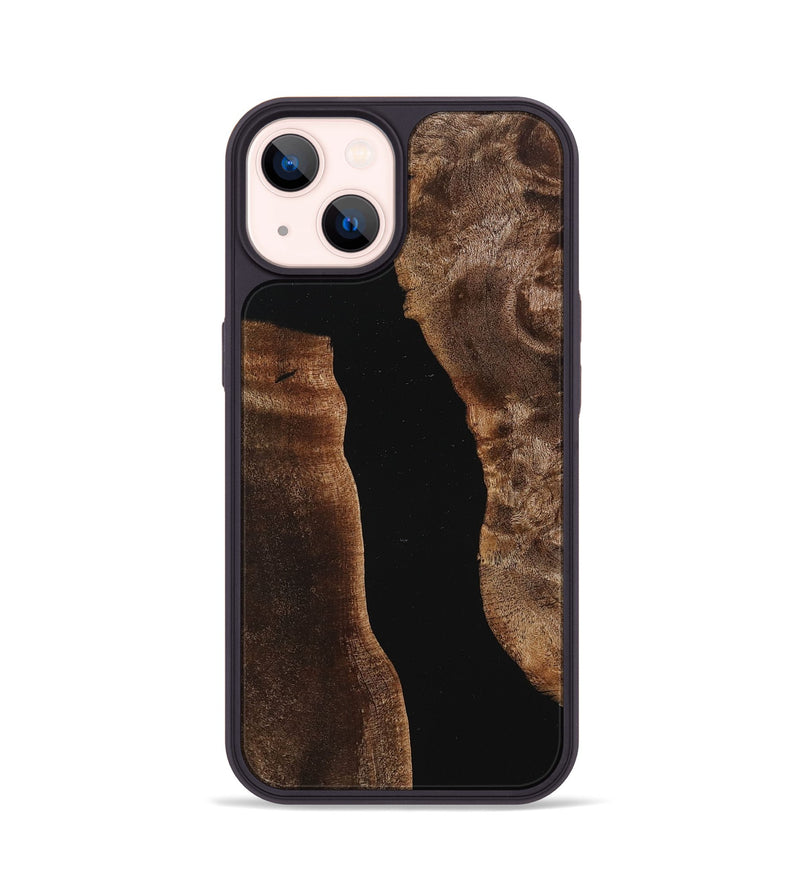 iPhone 14 Wood+Resin Phone Case - Dina (Pure Black, 712515)