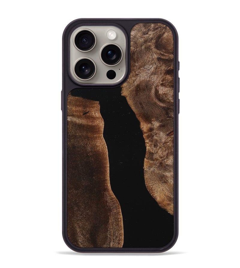 iPhone 15 Pro Max Wood+Resin Phone Case - Dina (Pure Black, 712515)