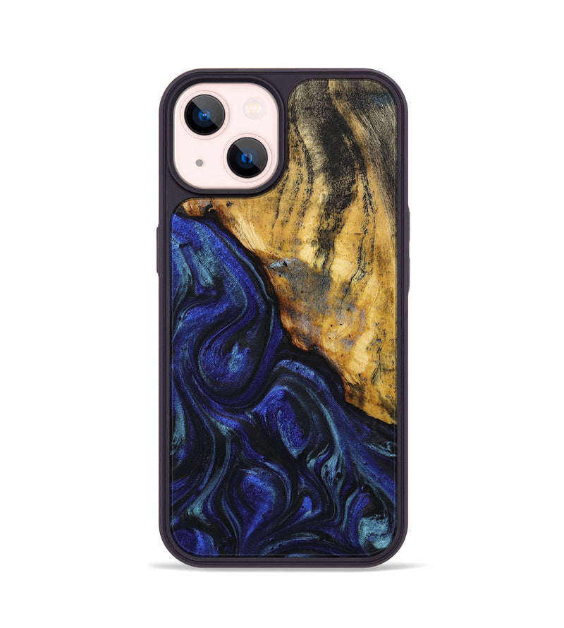 iPhone 14 Wood+Resin Phone Case - Willard (Blue, 712529)