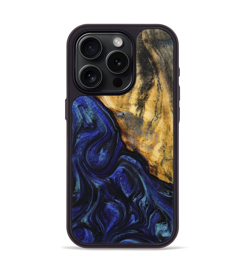 iPhone 15 Pro Wood+Resin Phone Case - Willard (Blue, 712529)