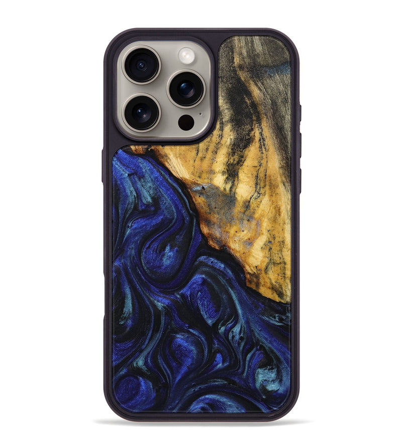 iPhone 16 Pro Max Wood+Resin Phone Case - Willard (Blue, 712529)