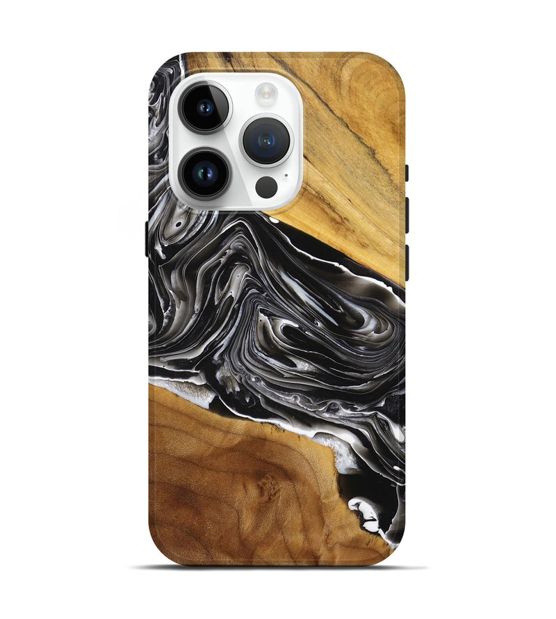 iPhone 15 Pro Wood+Resin Live Edge Phone Case - Emil (Black & White, 712550)