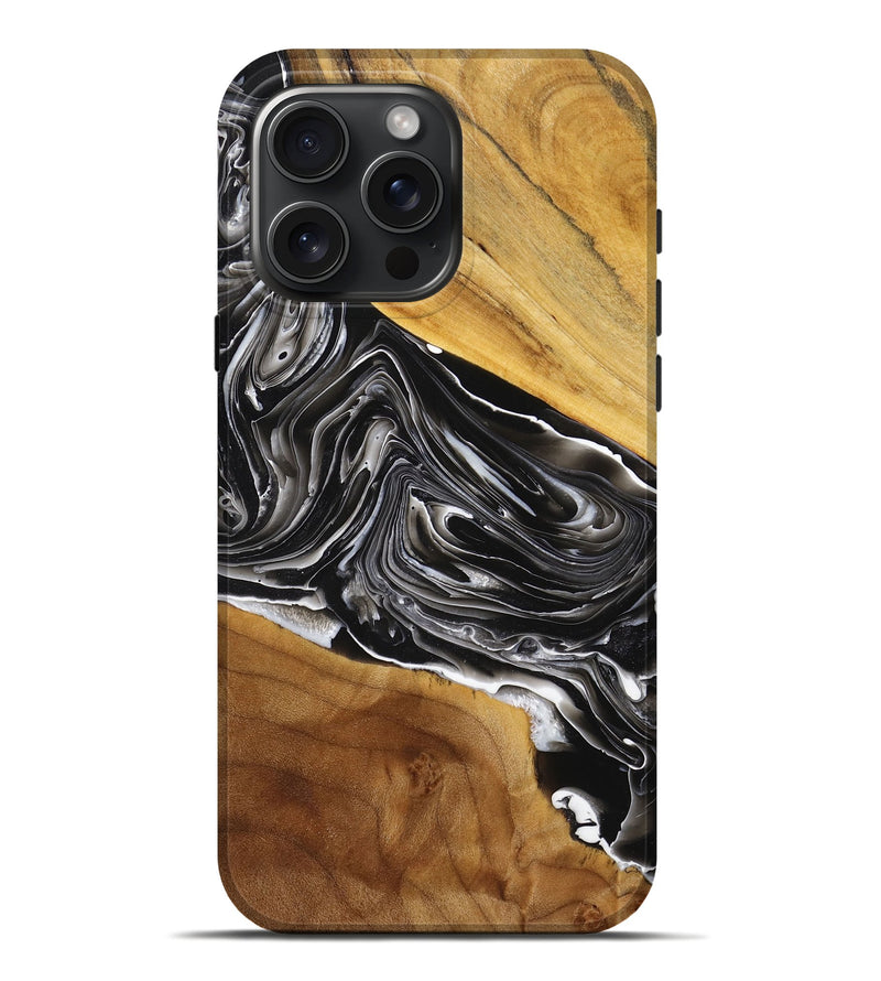 iPhone 16 Pro Max Wood+Resin Live Edge Phone Case - Emil (Black & White, 712550)