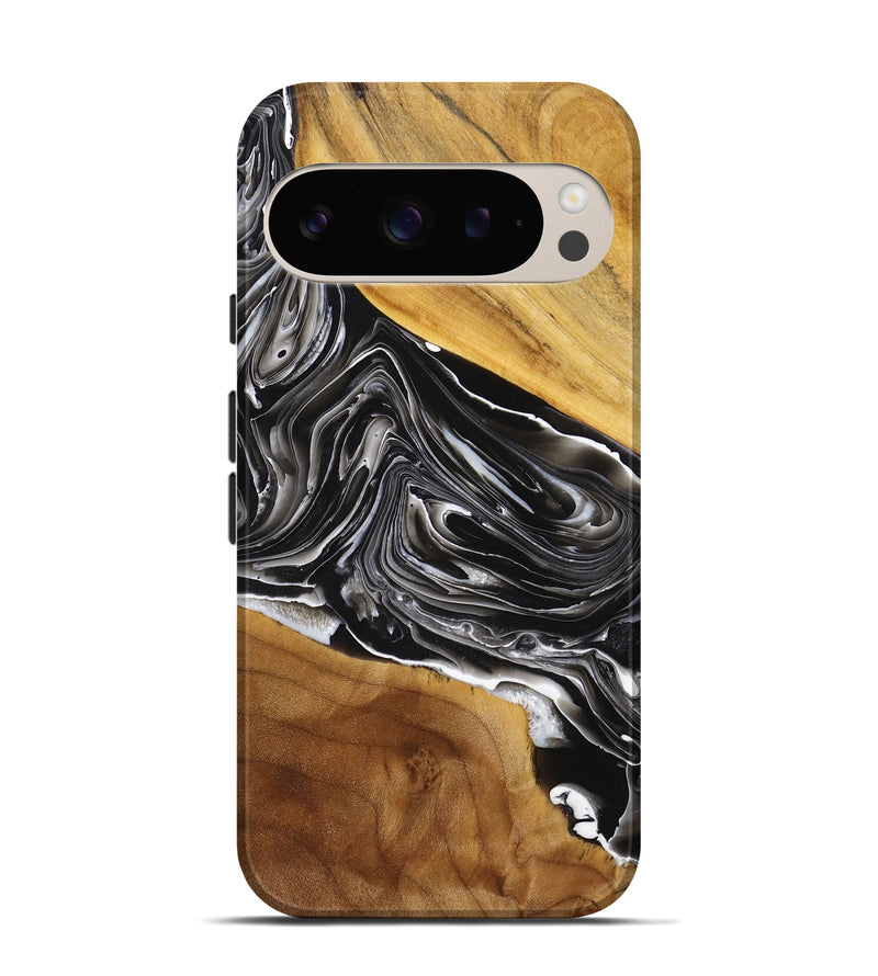 Pixel 9 Wood+Resin Live Edge Phone Case - Emil (Black & White, 712550)