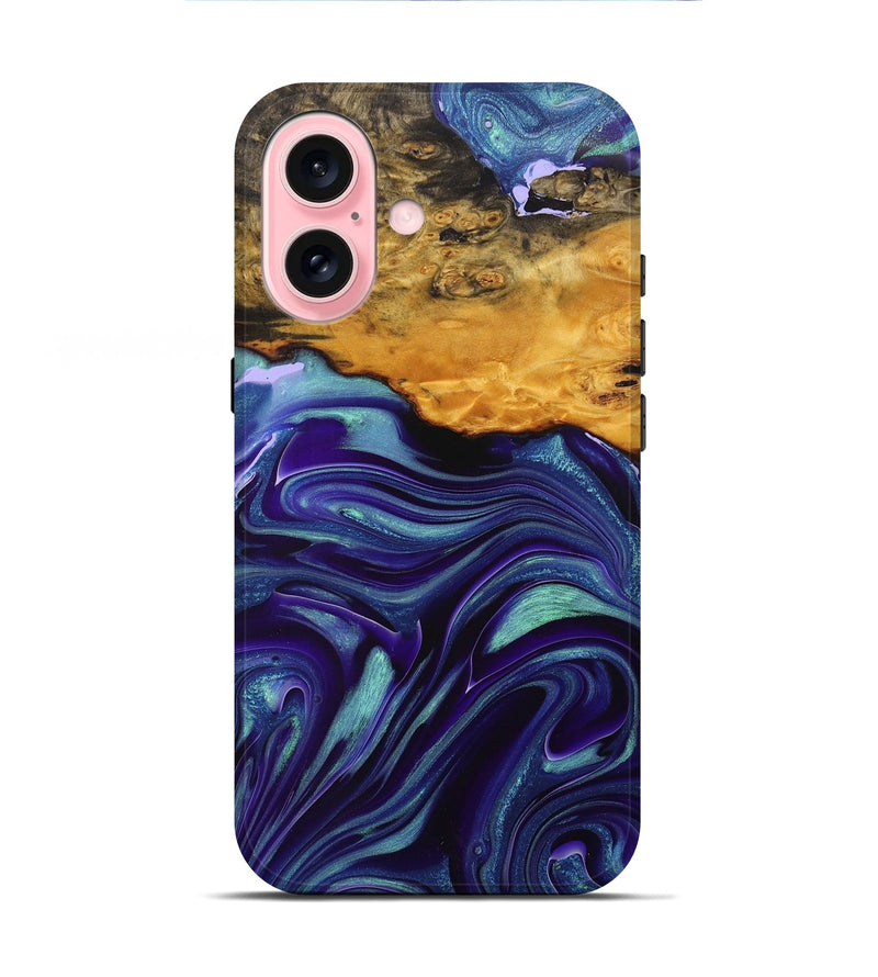 iPhone 16 Wood+Resin Live Edge Phone Case - Morgan (Purple, 712572)