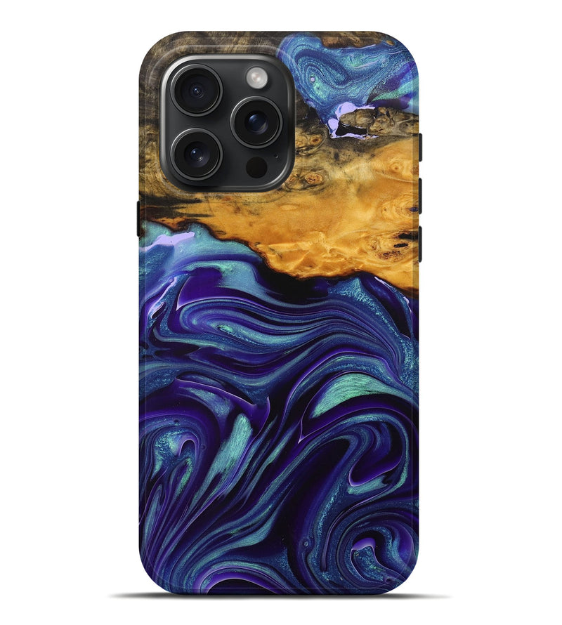 iPhone 16 Pro Max Wood+Resin Live Edge Phone Case - Morgan (Purple, 712572)