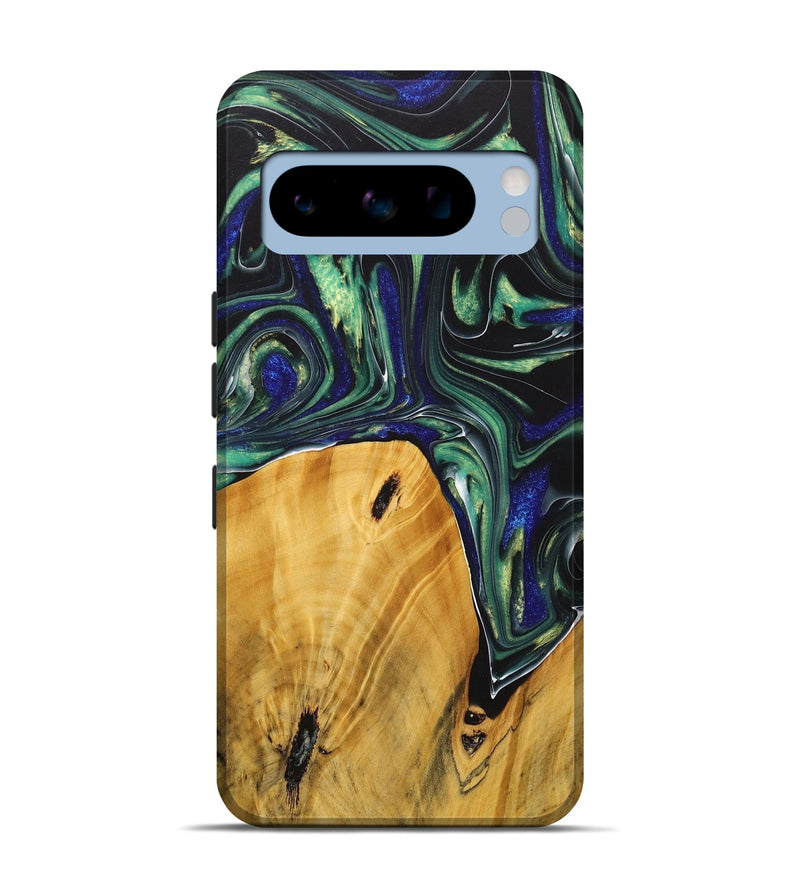 Pixel 8 Pro Wood+Resin Live Edge Phone Case - Traci (Green, 712575)