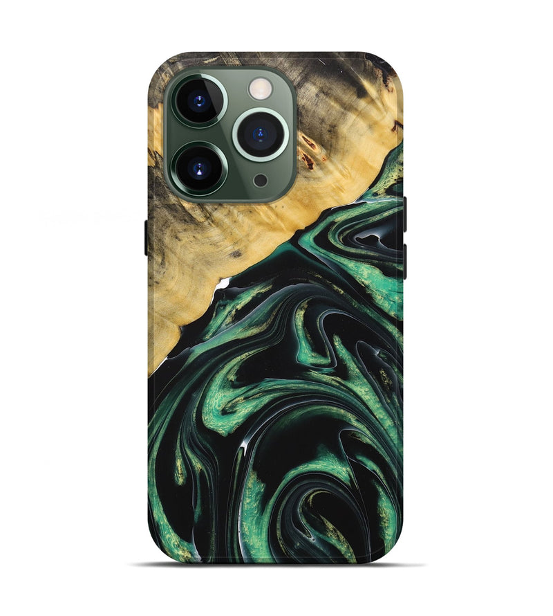 iPhone 13 Pro Wood+Resin Live Edge Phone Case - Kenny (Green, 712576)