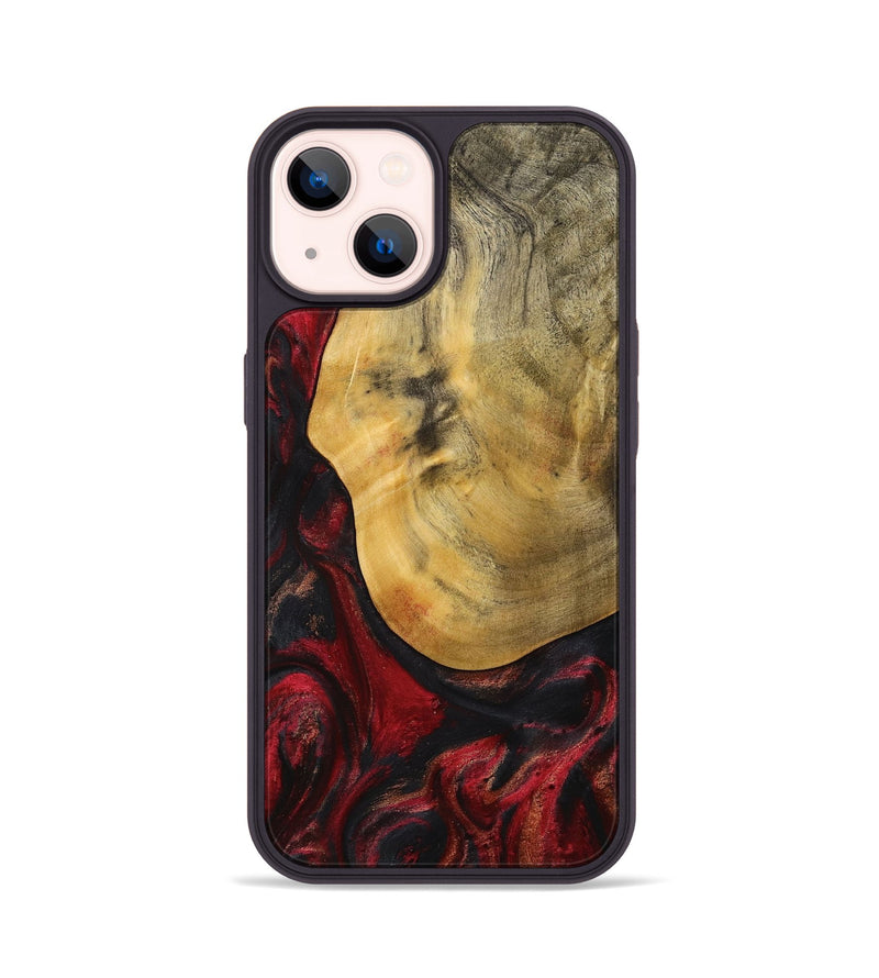 iPhone 14 Wood+Resin Phone Case - Melba (Red, 712585)