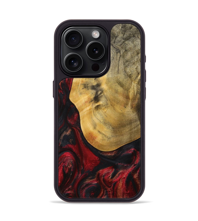 iPhone 15 Pro Wood+Resin Phone Case - Melba (Red, 712585)