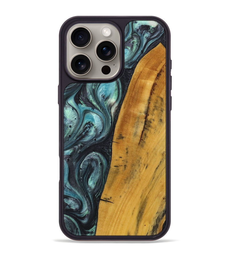 iPhone 16 Pro Max Wood+Resin Phone Case - Mable (Blue, 712628)