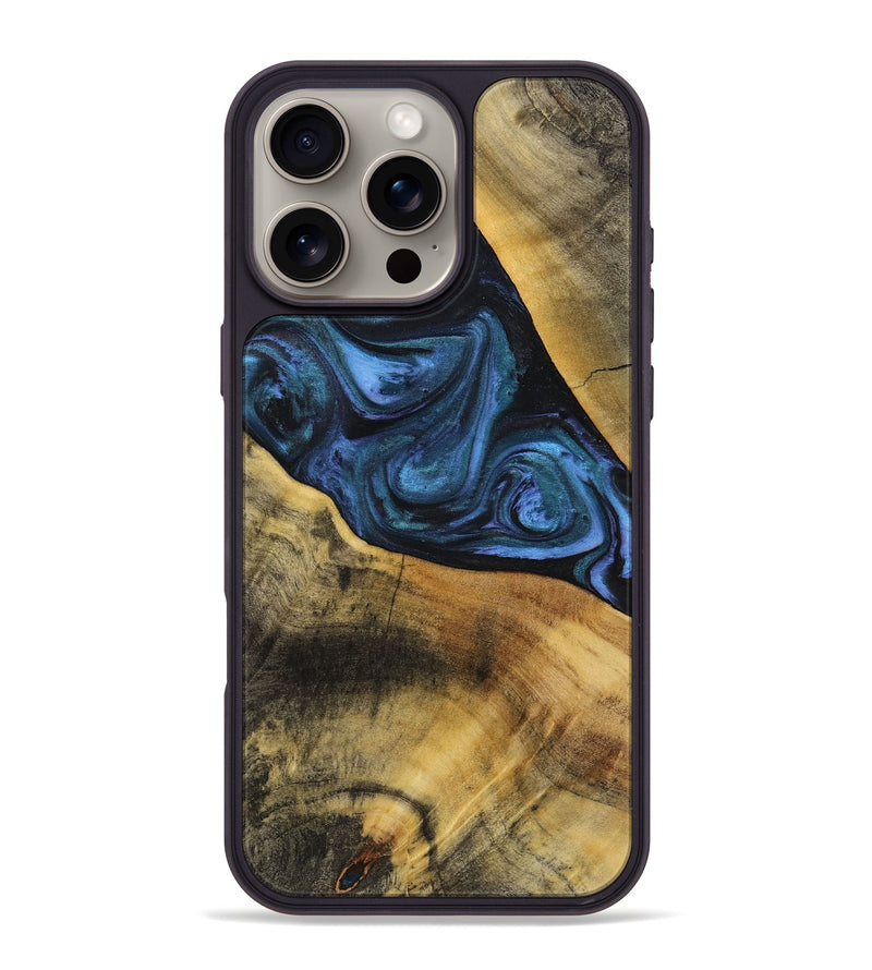 iPhone 16 Pro Max Wood+Resin Phone Case - Adelyn (Blue, 712631)