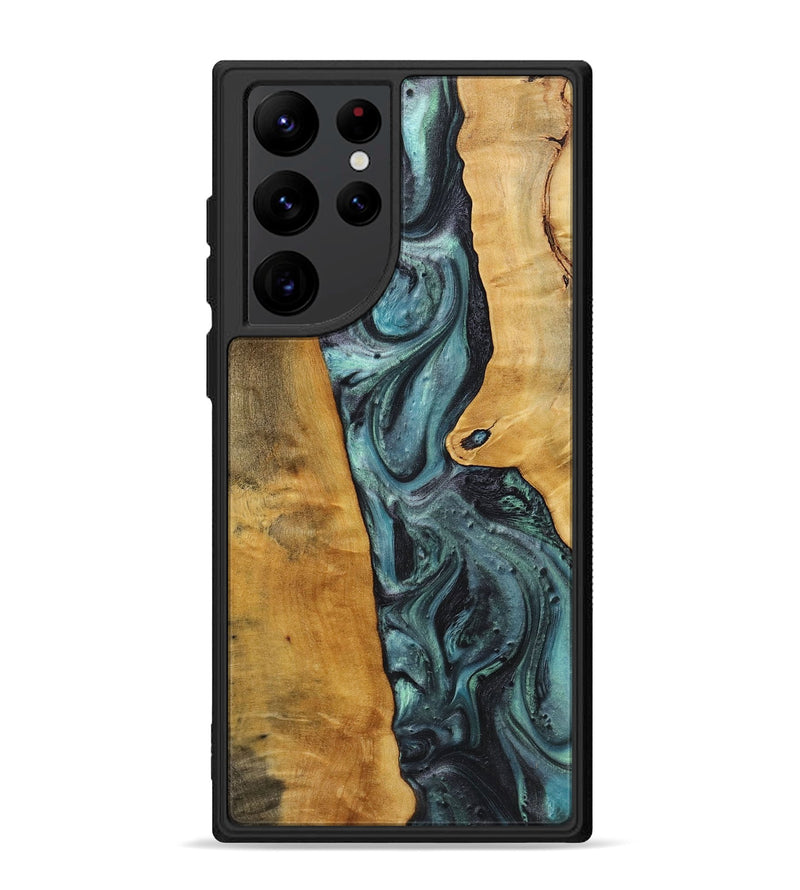 Galaxy S22 Ultra Wood+Resin Phone Case - Aurora (Blue, 712640)