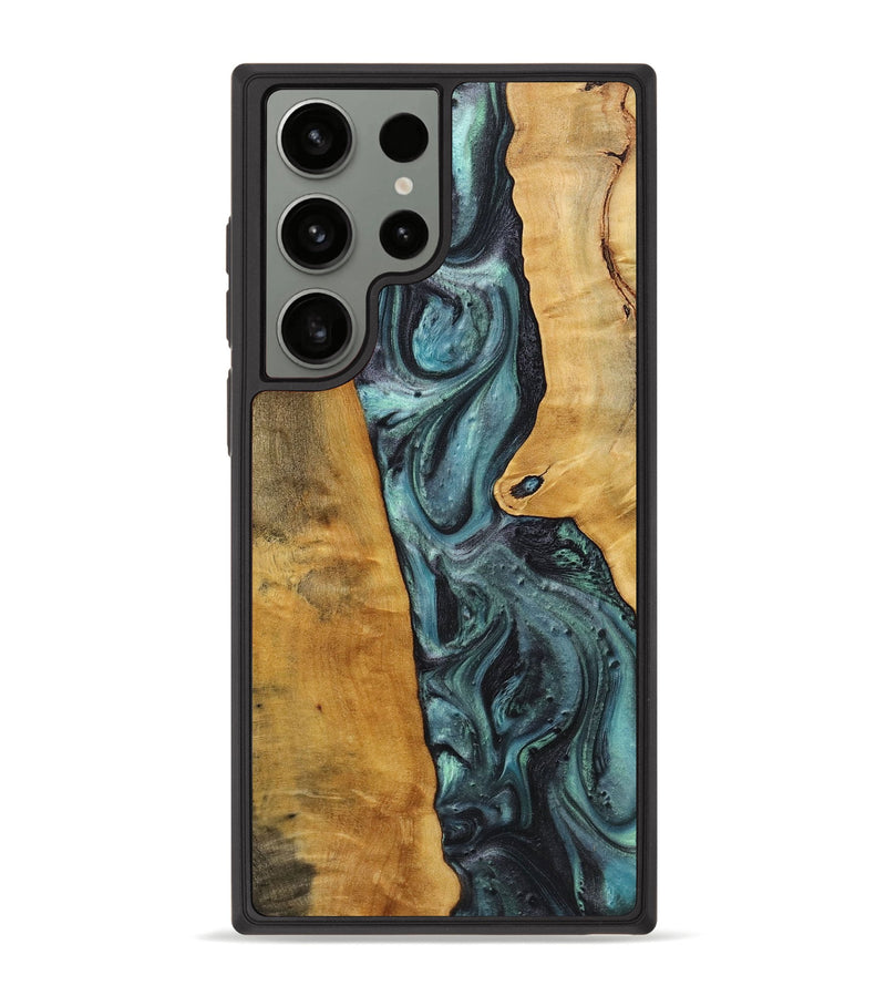 Galaxy S23 Ultra Wood+Resin Phone Case - Aurora (Blue, 712640)