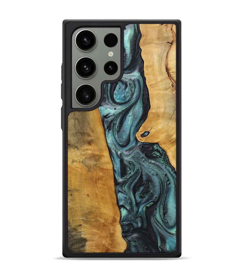 Galaxy S24 Ultra Wood+Resin Phone Case - Aurora (Blue, 712640)