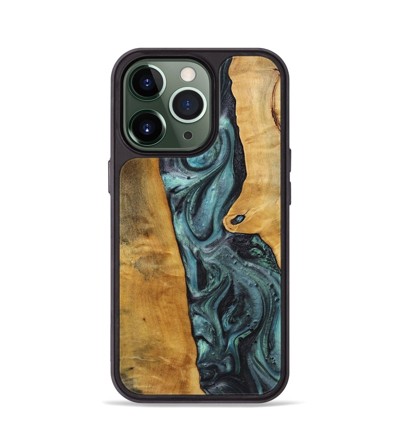 iPhone 13 Pro Wood+Resin Phone Case - Aurora (Blue, 712640)