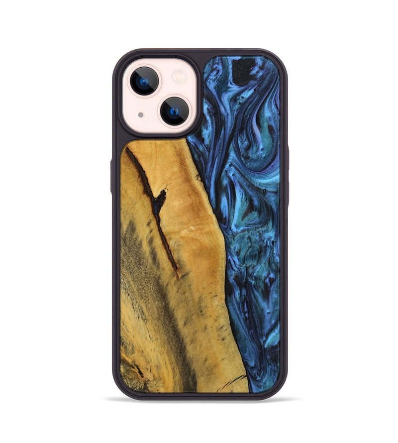 iPhone 14 Wood+Resin Phone Case - Malaysia (Blue, 712649)