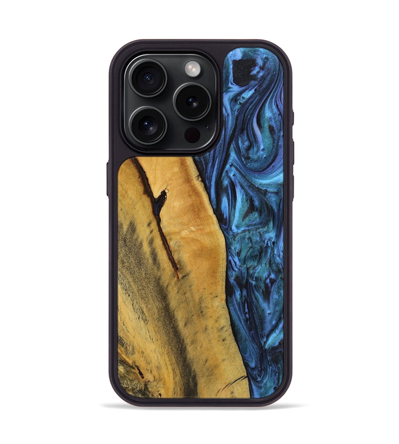 iPhone 15 Pro Wood+Resin Phone Case - Malaysia (Blue, 712649)