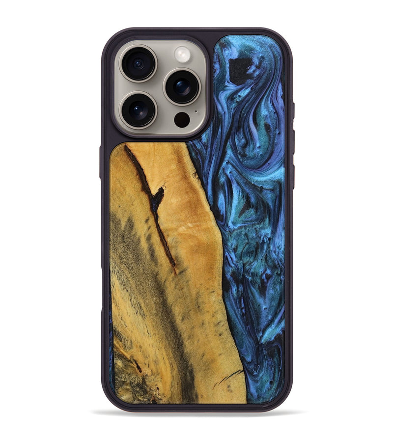 iPhone 16 Pro Max Wood+Resin Phone Case - Malaysia (Blue, 712649)