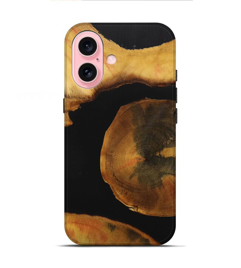 iPhone 16 Wood+Resin Live Edge Phone Case - Luke (Pure Black, 712741)