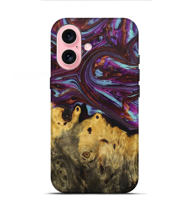 iPhone 16 Wood+Resin Live Edge Phone Case - Kurt (Purple, 712748)