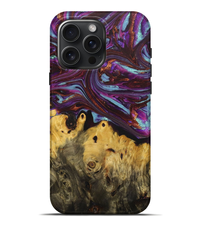 iPhone 16 Pro Max Wood+Resin Live Edge Phone Case - Kurt (Purple, 712748)