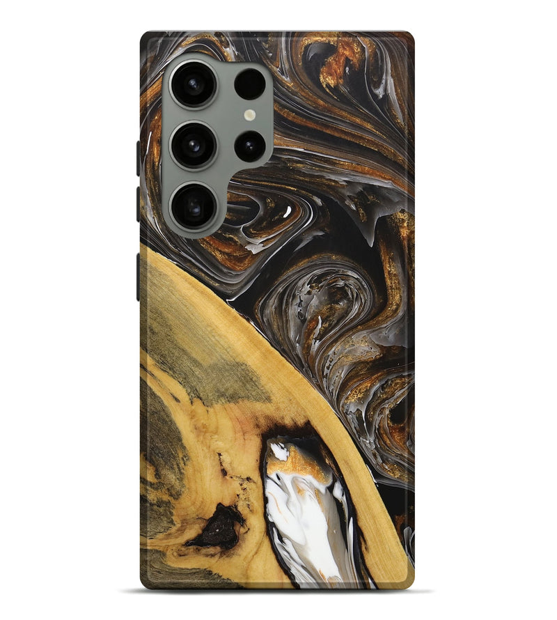 Galaxy S24 Ultra Wood+Resin Live Edge Phone Case - Nikita (Black & White, 712752)