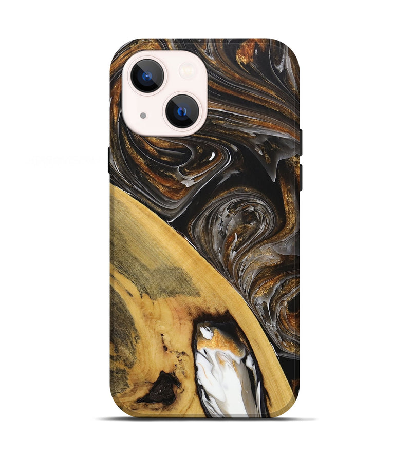 iPhone 13 Wood+Resin Live Edge Phone Case - Nikita (Black & White, 712752)