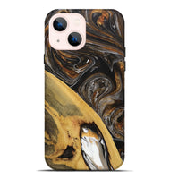 iPhone 14 Plus Wood+Resin Live Edge Phone Case - Nikita (Black & White, 712752)