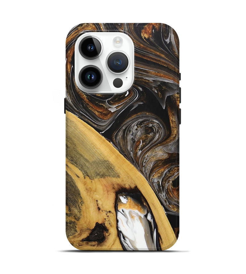 iPhone 15 Pro Wood+Resin Live Edge Phone Case - Nikita (Black & White, 712752)