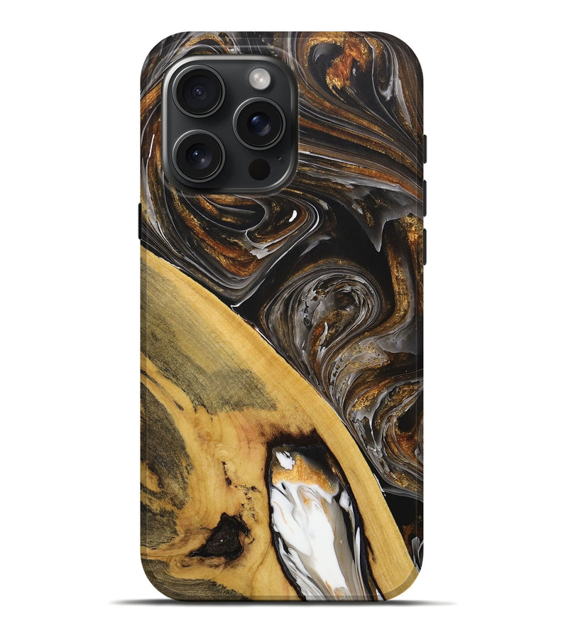 iPhone 16 Pro Max Wood+Resin Live Edge Phone Case - Nikita (Black & White, 712752)