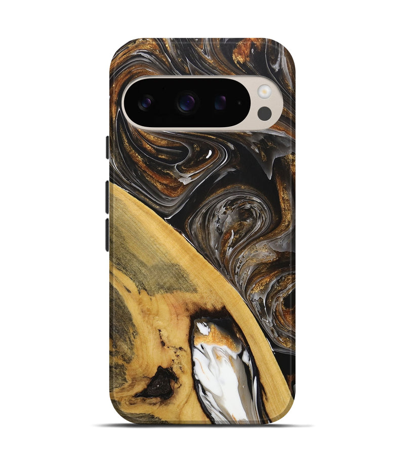 Pixel 9 Wood+Resin Live Edge Phone Case - Nikita (Black & White, 712752)